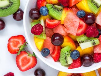 Tasty fruit salad on platter